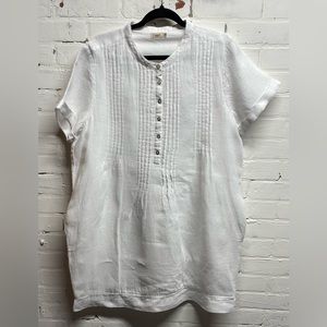 EUC FAHERTY WHITE LINEN DRESS SIZE LARGE